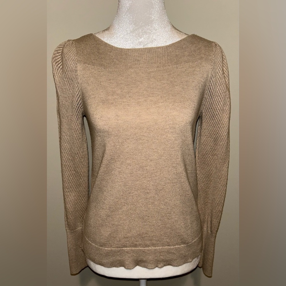 Ann Taylor Factory Tan Scoop Neck Sweater